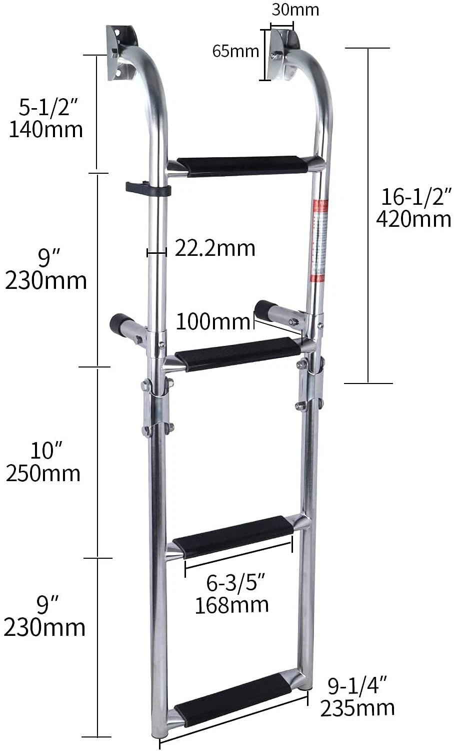 4 Step Ladder 316 Stainless Steel Under Platform Slide Mount Telescoping Boarding Ladder Boat Ladder